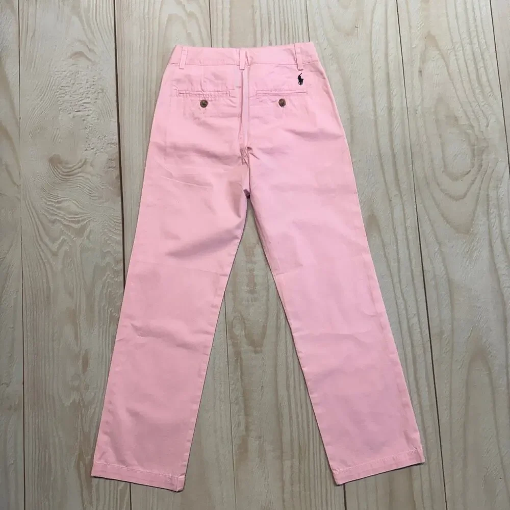 Lot of 2 Polo Ralph Lauren Boys Size 8 Chino Flat Front Pants Pink Blue Pastel
